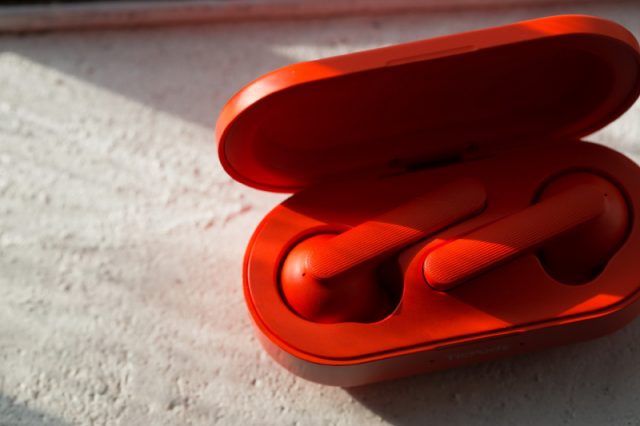 Red TicPods with case (Large)